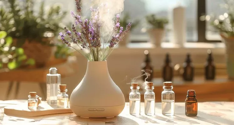 Essential oil diffuser showcasing aromatherapy for physical and emotional well-being.