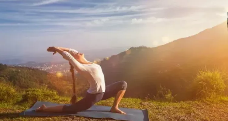 Beginner practicing yoga, a holistic therapy to improve a healthy lifestyle