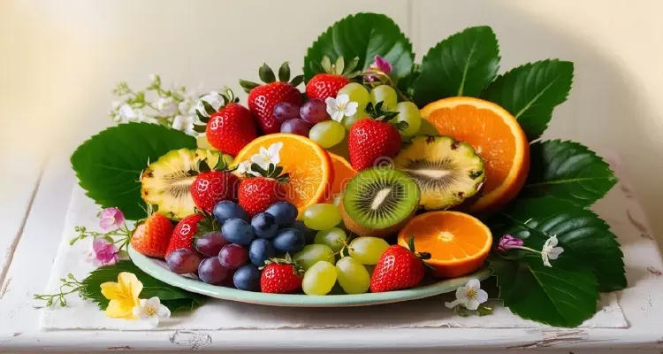 Colorful bowl of natural Vitamin C rich foods for health benefits