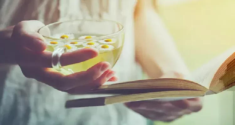 Chamomile tea, one of the medicinal plants that help female reproductive health by easing cramps