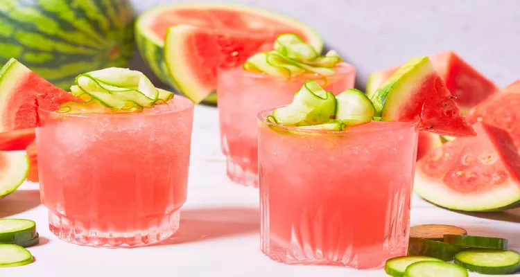 Therapeutic recipes to reduce fluid retention, featuring watermelon and green tea.